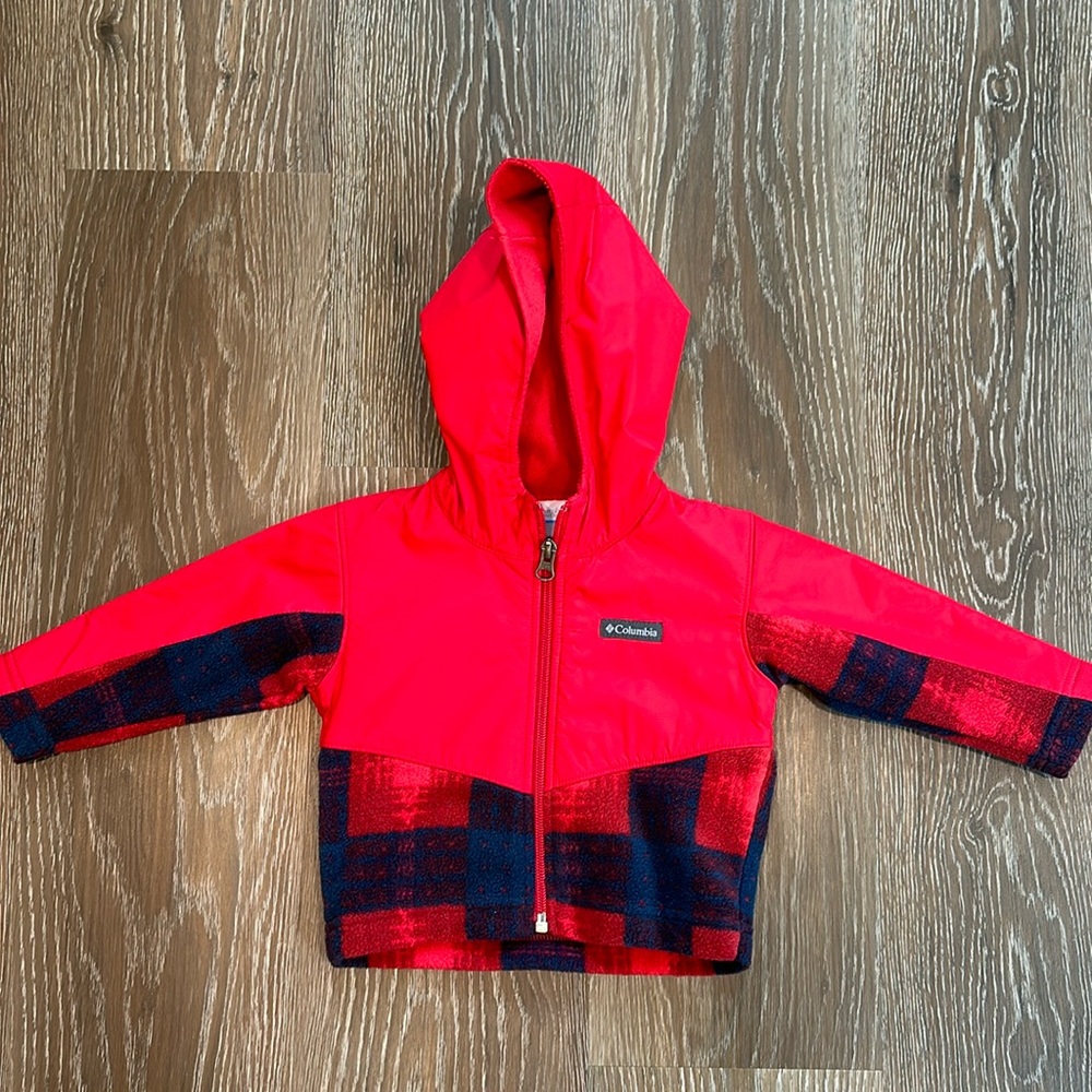 Columbia boys red jacket / windbreaker 6-12 months EUC
